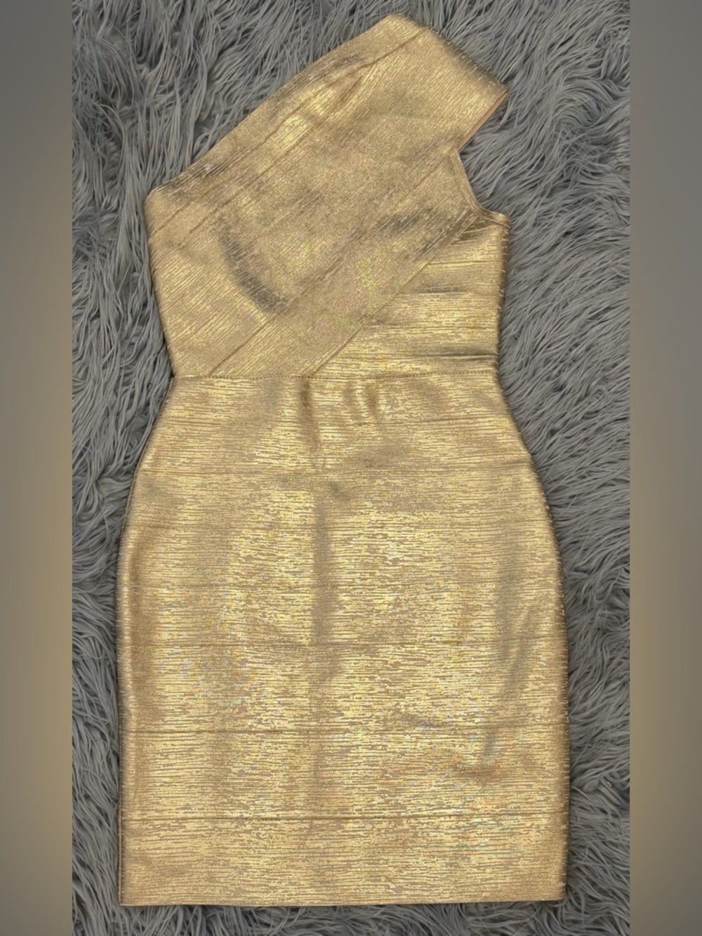 BELLA BARNETT Lika Metallic Gold Mini Cocktail One Shoulder Bandage size S NWT - Picture 3 of 5